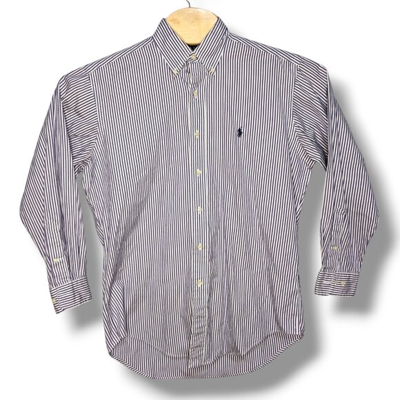 Ralph Lauren Men's 15 32 Yarmouth Purple Pinstripe Long Sleeve Button Down Shirt - Picture 1 of 4